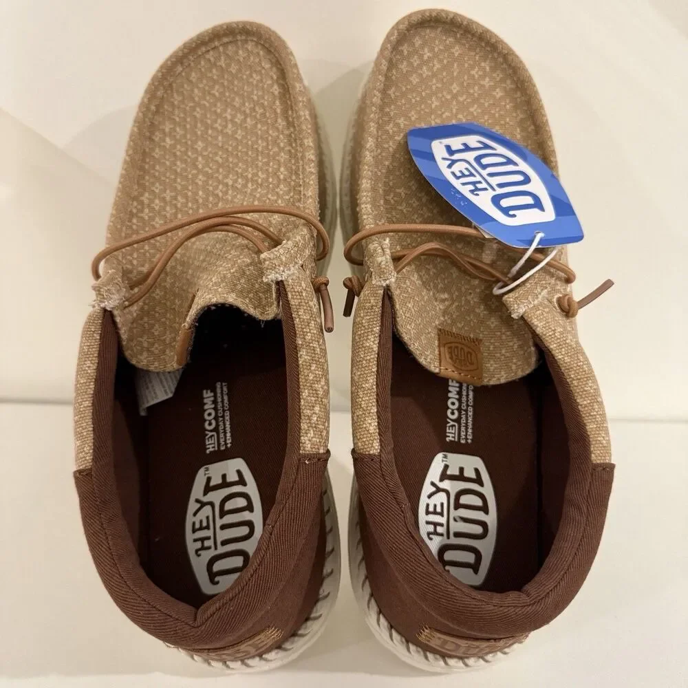 Hey Dude Wally FUNK Block Print Macaroon/Downtown Brown US M10/EUR43 NWT